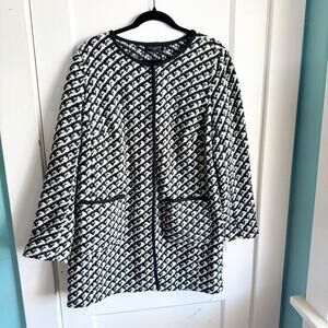 Talbots Wool Blend Sweater Coat Jacket Hidden Snap Buttons Houndstooth Style 1X